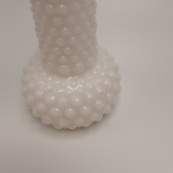 Hobnail Milk Glass Crane Neck Bubble Base Bud Vase - Picture 7 of 13